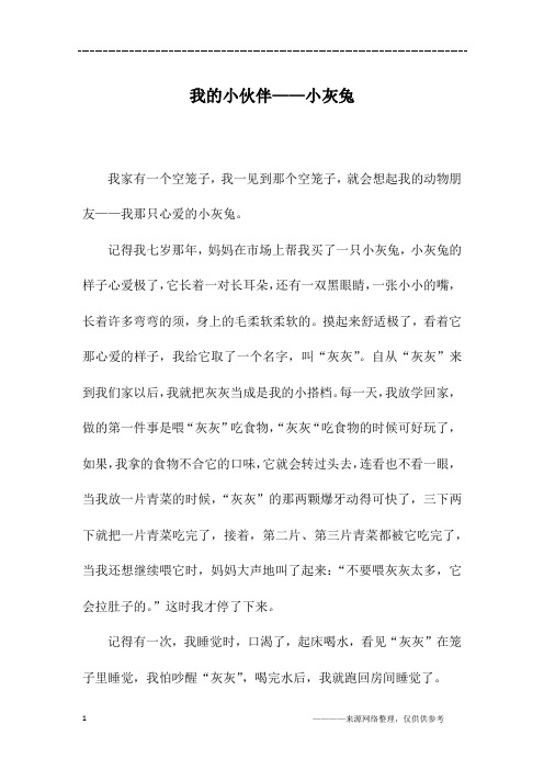 我的小伙伴——小灰兔_初三作文