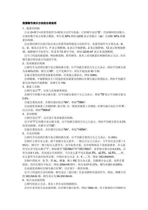 我国钢号表示方法的分类说明