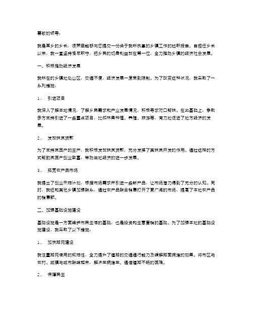 乡长恪尽职守工作情况述职报告