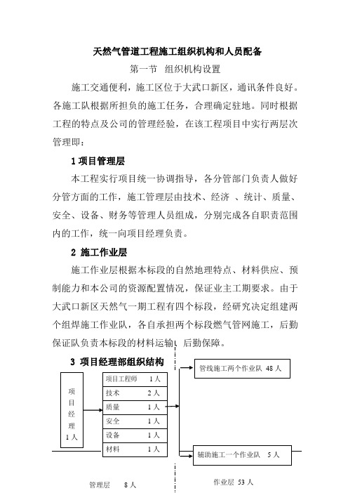 天然气管道工程施工组织机构和人员配备