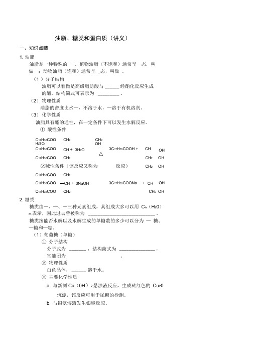 油脂、糖类和蛋白质