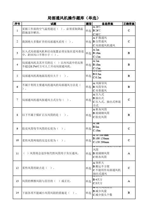 局部通风机操作作业题库