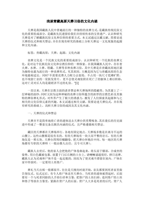 浅谈青藏高原天葬习俗的文化内涵