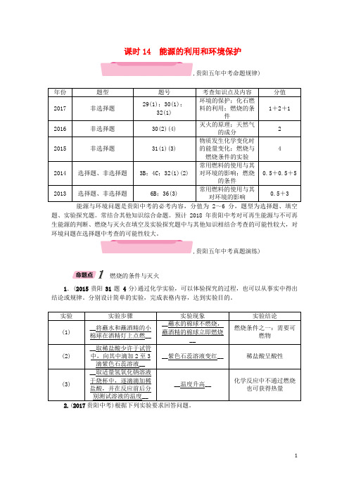 中考化学复习 第2编 主题复习 模块4 课时14 能源的利