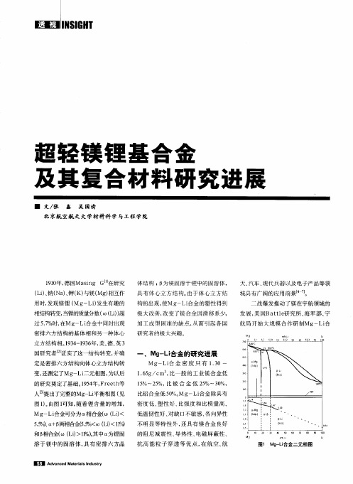 超轻镁锂基合金及其复合材料研究进展