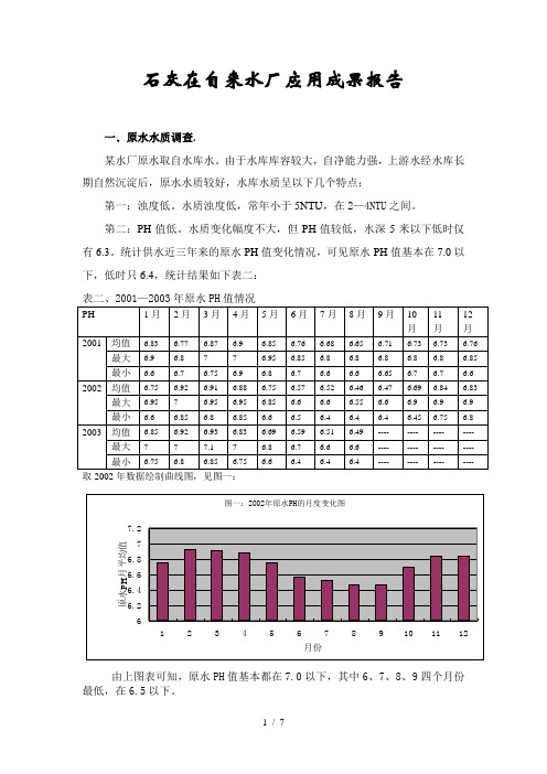 绍兴石灰在自来水厂应用成果报告(1)