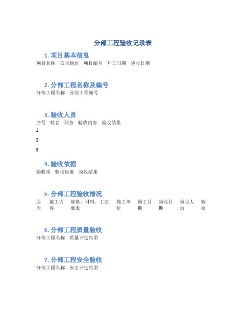 分部工程验收记录表