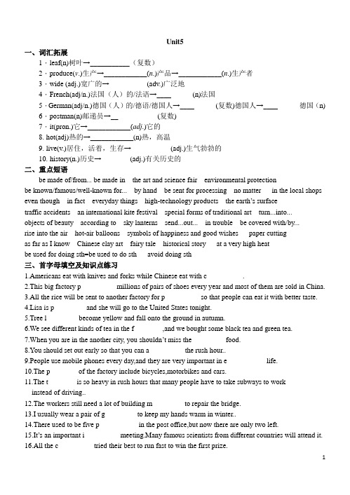 人教新目标版英语九年级全Units 1-10期末知识复习（10课时无答案）