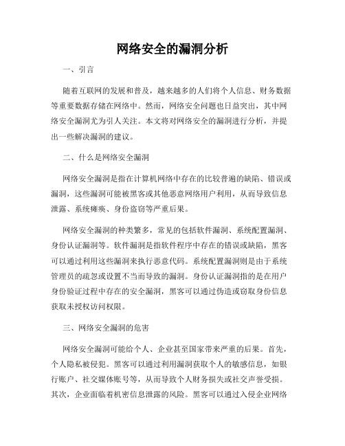 网络安全的漏洞分析