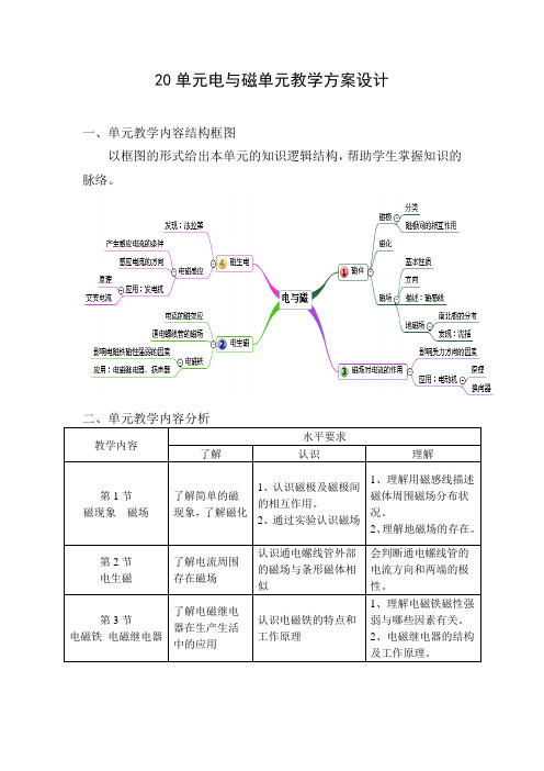 《电与磁》单元教学方案设计