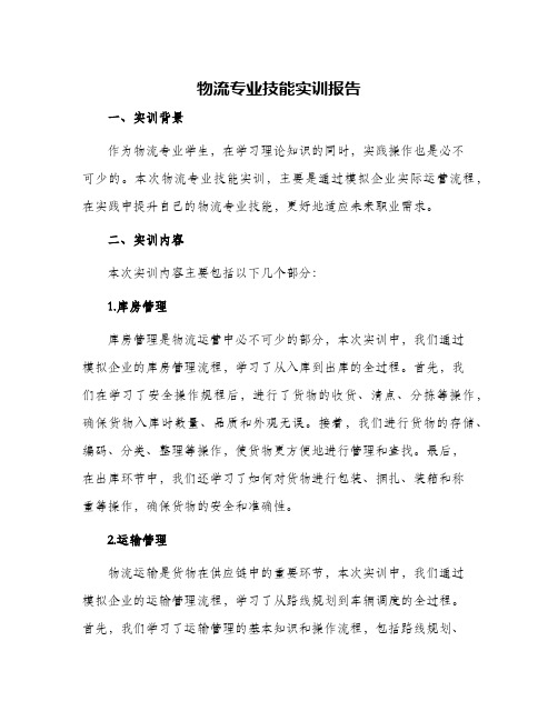 物流专业技能实训报告