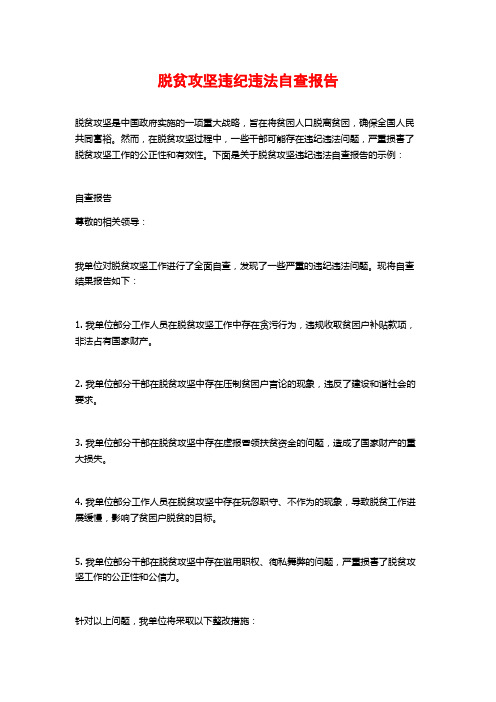 脱贫攻坚违纪违法自查报告 (2)