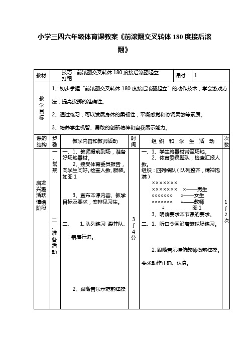 前滚翻交叉转体180度接后滚翻