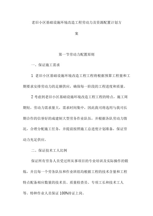 老旧小区基础设施环境改造工程劳动力及资源配置计划方案