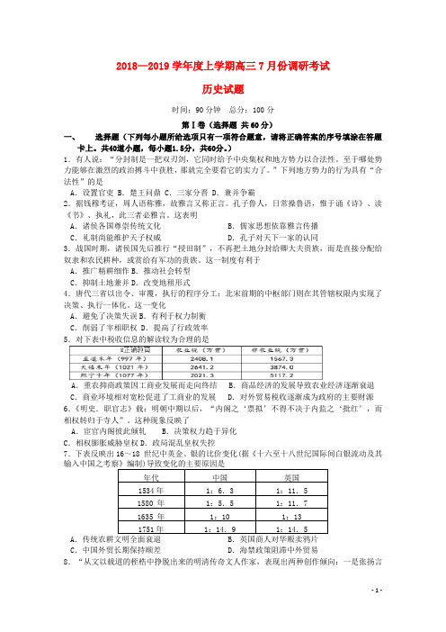 辽宁省盘锦市高级中学2017_2018学年高二历史下学期期末考试试题