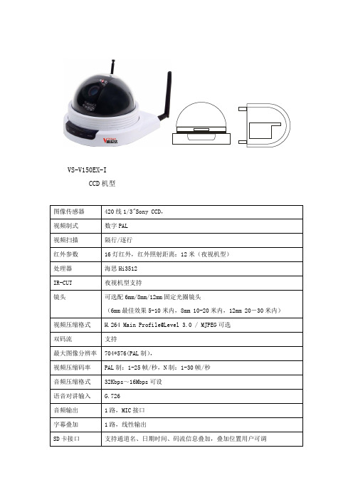 网络半球摄像机参数