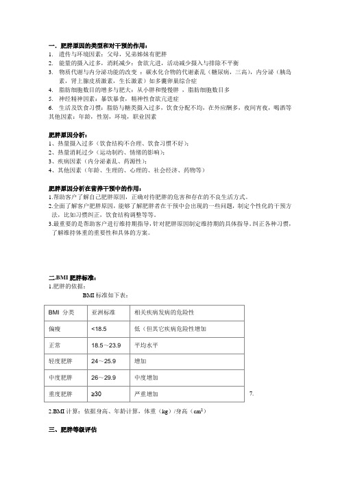 肥胖原因分析和干预计划