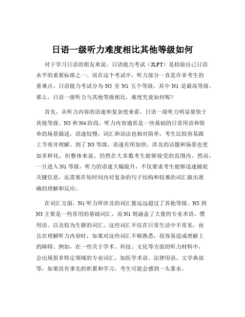 日语一级听力难度相比其他等级如何