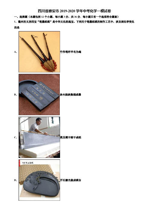 四川省雅安市2019-2020学年中考化学一模试卷含解析