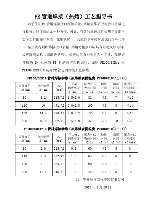 PE管道焊接工艺指导书