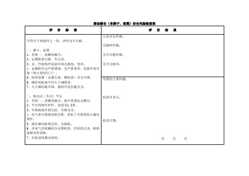 移动梯台(含梯子、高凳)安全风险检查表