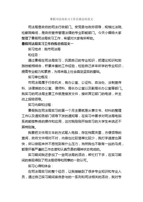 暑假司法局实习工作自我总结范文_实习总结_