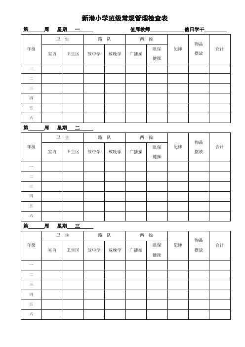 班级常规管理检查表