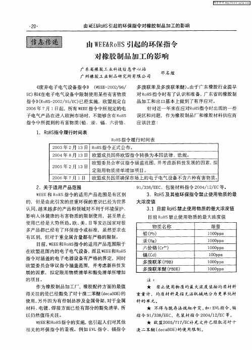 由WEE&RoHS引起的环保指令对橡胶制品加工的影响