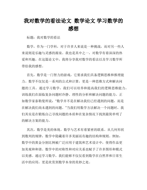 我对数学的看法论文  数学论文 学习数学的感想