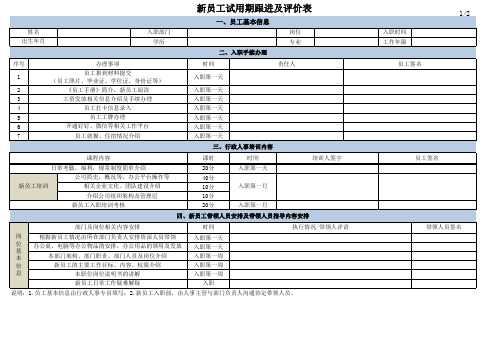 试用期跟踪考核表