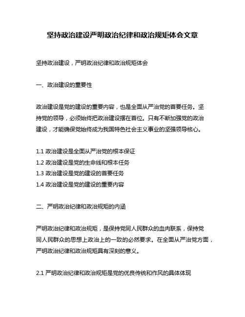 坚持政治建设严明政治纪律和政治规矩体会文章