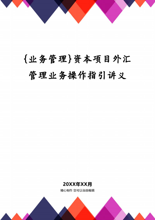 资本项目外汇管理业务操作指引讲义