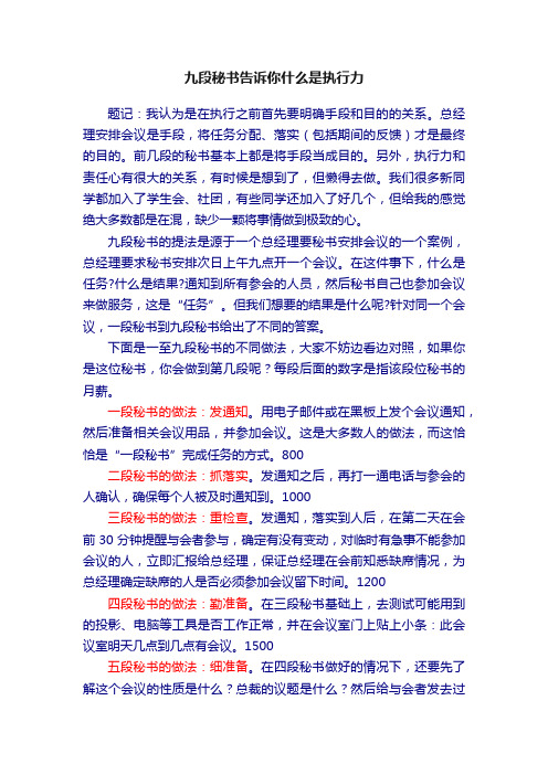 九段秘书告诉你什么是执行力