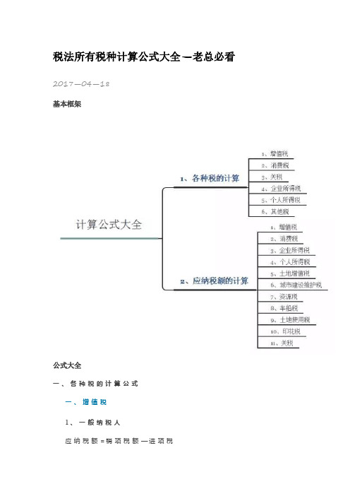 各种税法计算方法