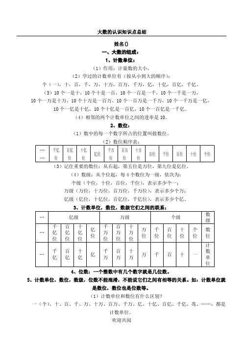 大数的认识  知识点总结