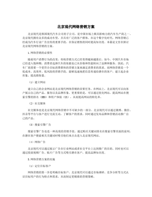 北京现代网络营销方案