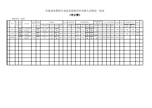 (初中文)海南省教师专业技术资格评审申报人员情况一览表(万宁市思源实验学校)