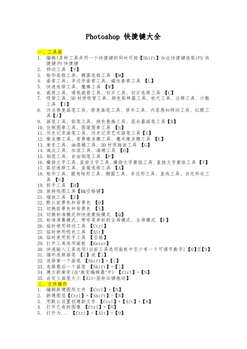 Photoshop 快捷键大全