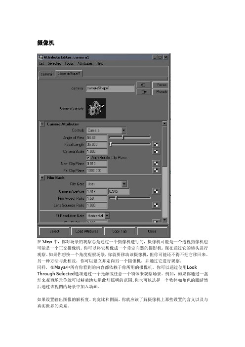 maya摄像机参数详解