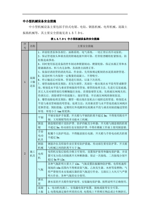 中小型机械设备安全措施