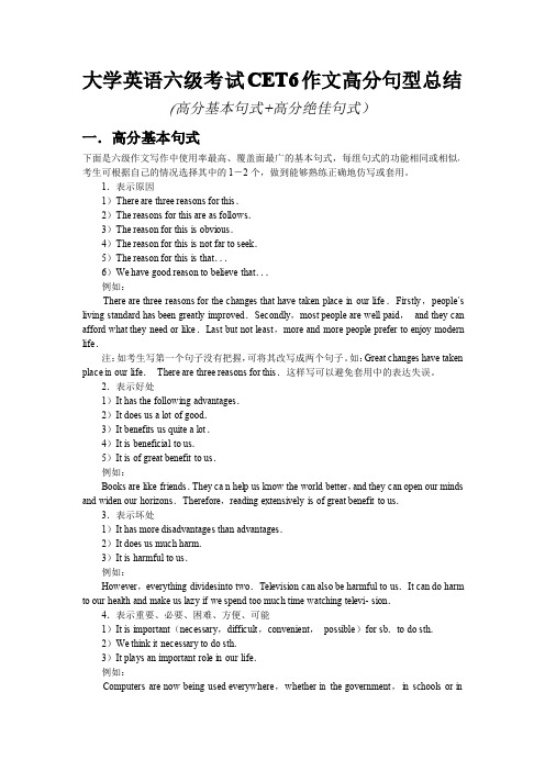 大学英语六级考试CET6作文高分句型总结