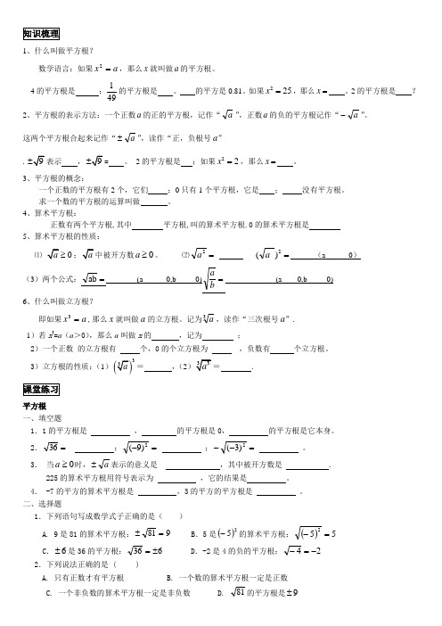 平方根与立方根专题训练