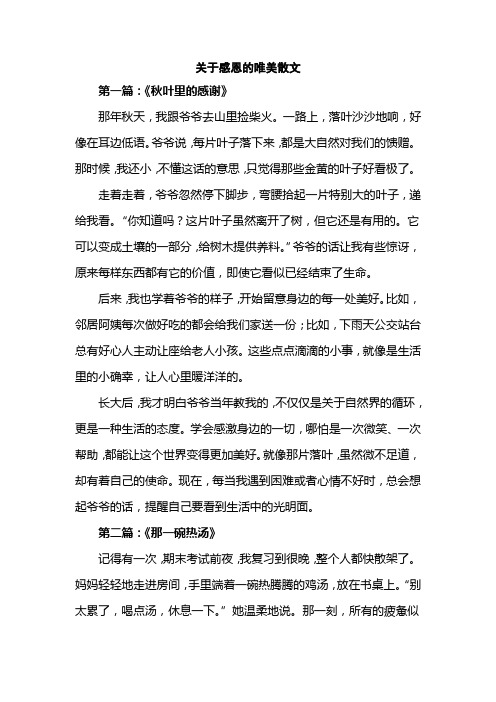 关于感恩的唯美散文