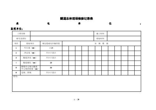 隧道质量检查记录表