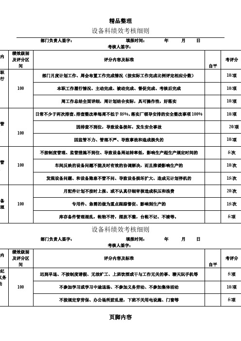 设备科绩效考核标准