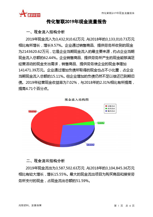 传化智联2019年现金流量报告