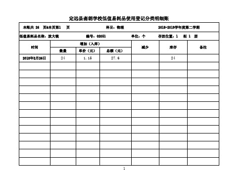 物理易耗品使用管理账册