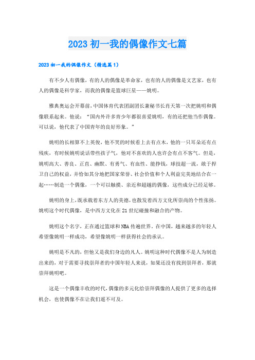 2023初一我的偶像作文七篇