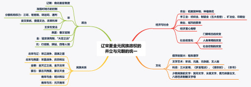 高一历史人教统编版中外历史纲要上册思维导图 专题三 辽宋夏金元民族政权的并立与元朝的统一