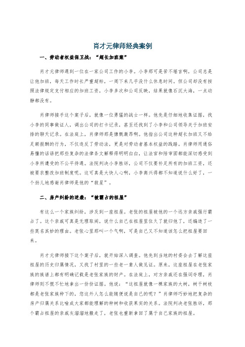 肖才元律师经典案例